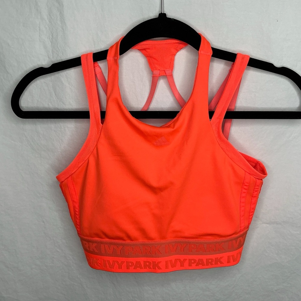 Adidas x Ivy Park Beyoncé Solar Neon Orange Halter Mesh Sports Bra Small Strappy
